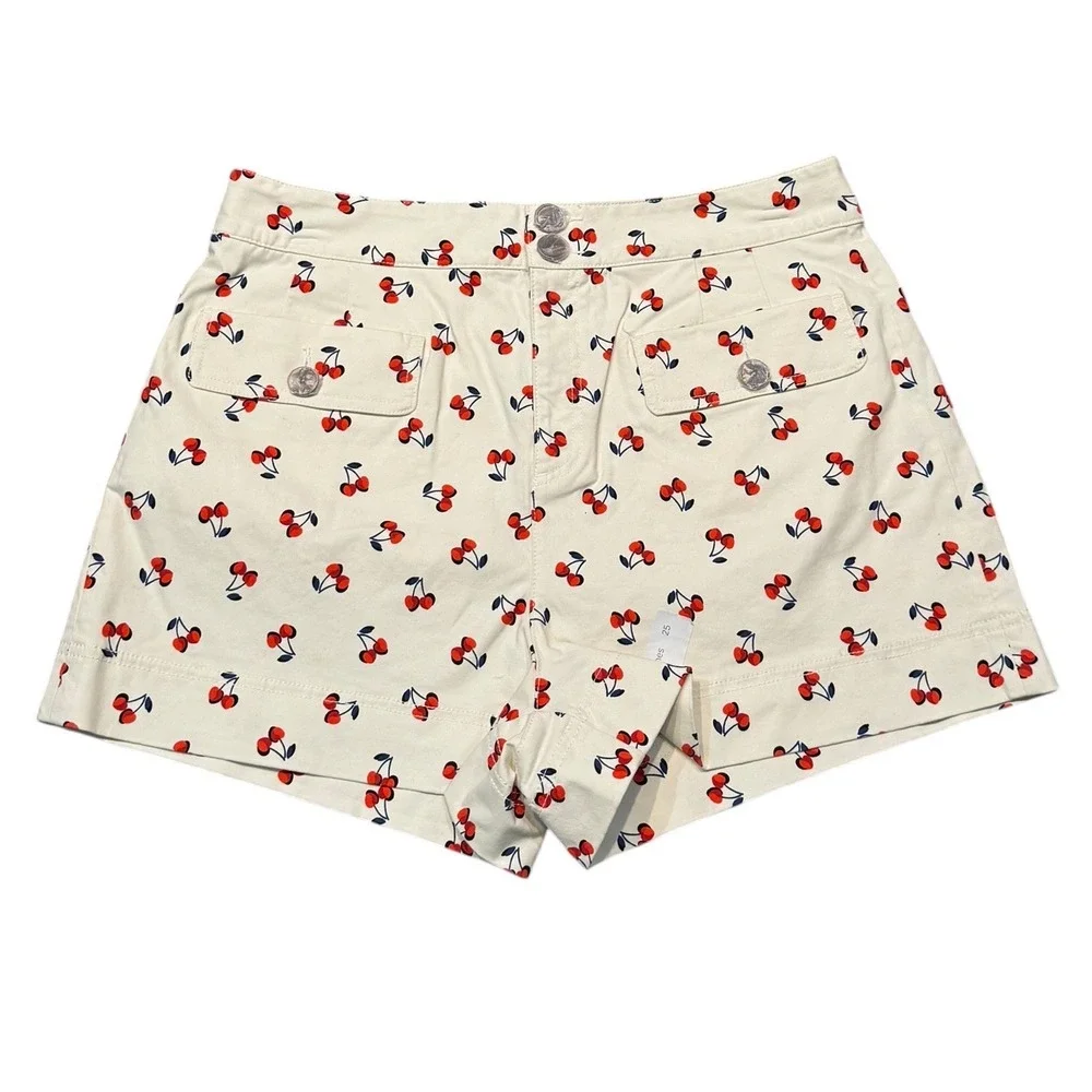 Kate Spade New York Cherry Toss‎ Shorts Fruit Print High Rise Womens 14 NWOT (J)
